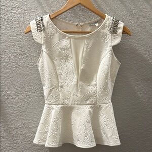 Adrianna Papell Cream Floral Embroidered Blouse